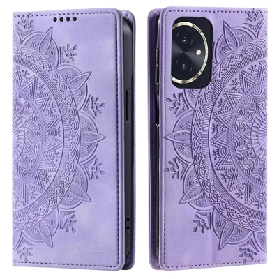 For Honor 100 5G Case Leather Wallet Stand Cover, Magnetic Closure Pattern Print - Purple