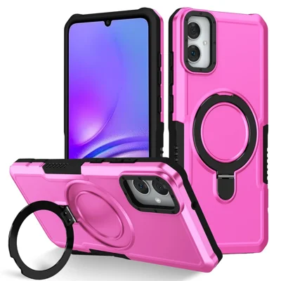 Für Samsung Galaxy A05 4G Cover Hybrid TPU+PC Smartphone Case mit Ringhalter Ständer - Pink