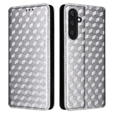 لـ Samsung Galaxy A25 5G (عالمي) (161.0 × 76.5 × 8.3 مم) غطاء هاتف مغناطيسي من جلد PU مع محفظة وفتحات لبطاقات - فضي