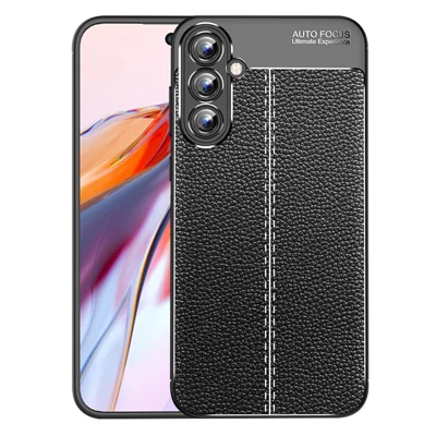 Coque de téléphone portable pour Samsung Galaxy A35 5G - Texture de litchi, coque de protection TPU anti-rayures - Noir