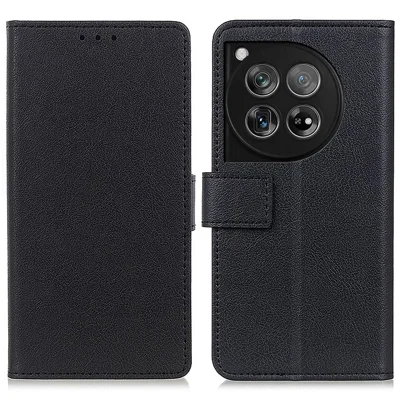 For OnePlus 12 5G PU Leather Case Phone Cover Stand Wallet - Black
