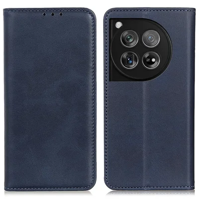 For OnePlus 12 5G Split Leather Case Wallet Stand Phone Cover - Blue