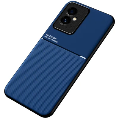 For Honor 100 5G Case Mobile Phone Back Cover with Magnetic Holder Metal Sheet - Blue