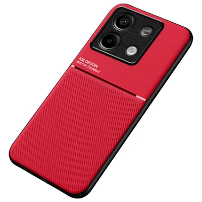 For Xiaomi Redmi Note 13 5G Imprinted Lines Case Cell Phone Cover Works with Magnetic Car Mount - Red