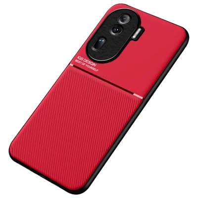 Phone Cover for Oppo Reno11 Pro 5G (Global) / Reno11 (China) 5G Anti-scratch Back Case with Magnetic Holder Metal Sheet - Red