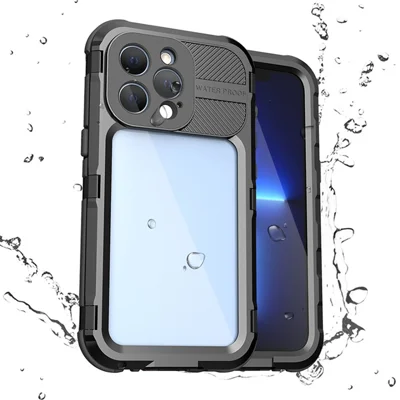 SHELLBOX M Series for iPhone 13 Pro 6.1 inch Waterproof Case Metal IP68 Diving Phone Case - Black