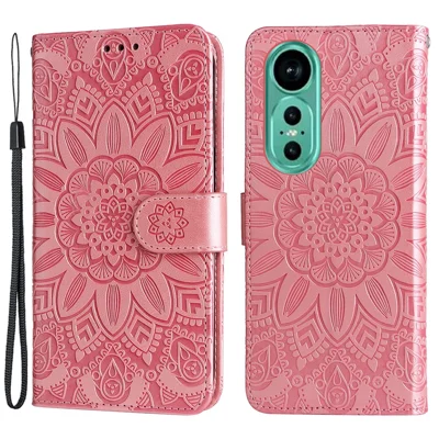 For Huawei nova 12 5G Wallet Stand Sunflower Leather Case Phone Cover - Pink