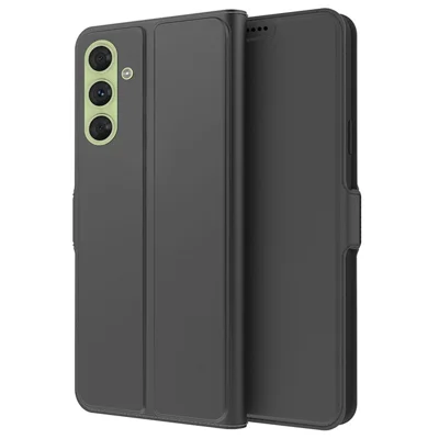 Flipfodral med kortficka, magnetiskt PU-läder, telefonstativ, svart till Samsung Galaxy A05s 4G