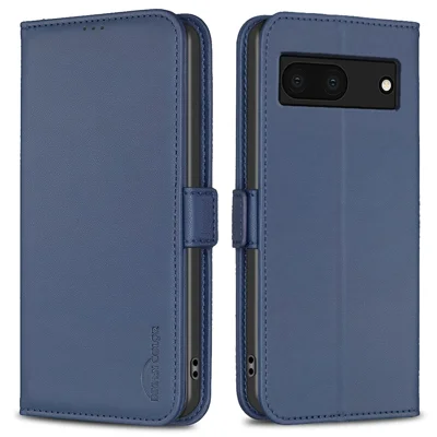 BINFEN COLOR BF31 For Google Pixel 7a Case with Wallet Stand PU Leather Flip Phone Cover - Blue