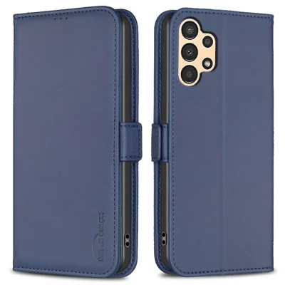 BINFEN COLOR BF31 For Samsung Galaxy A13 5G / A13 4G Case with Wallet Stand PU Leather Flip Phone Cover - Blue
