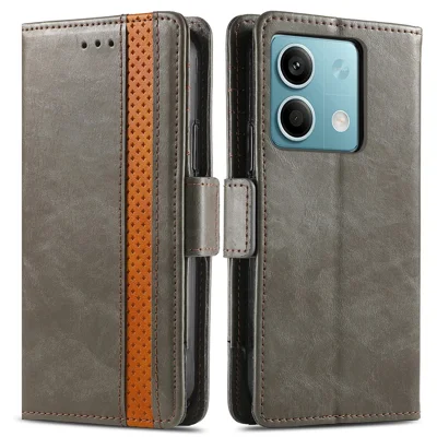 For Xiaomi Redmi Note 13 5G Phone Cases CASENEO PU Leather Cover Stand with RFID Blocking Wallet - Grey