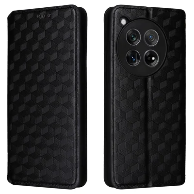 For OnePlus 12 5G Cell Phone Cases Anti-scratch PU Leather+TPU Imprinted Cover - Black