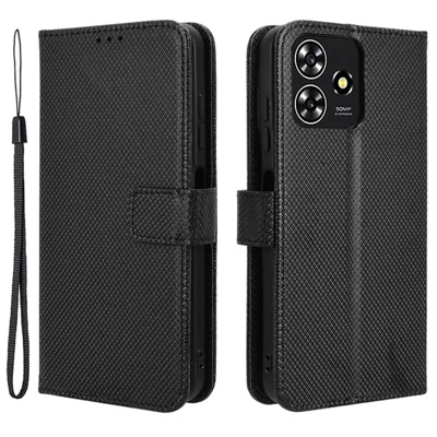 For ZTE Blade A73 / Blade V50 Smart / Blade V50 Design 4G / Axon 50 Lite Leather Case Wallet Phone Cover - Black