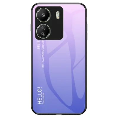 For Xiaomi Redmi 13C 4G / Poco C65 4G Tempered Glass Case Gradient Phone Cover - Gradient Pink Purple
