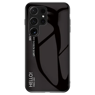 For Samsung Galaxy S24 Ultra Tempered Glass Case PC+TPU Protective Phone Cover - Black
