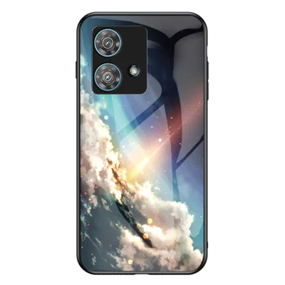 For Motorola Edge 40 Neo 5G Anti-Scratch Case Tempered Glass+PC+TPU Starry Sky Pattern Phone Shell - Bright Starry Sky