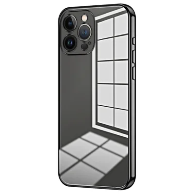For iPhone 13 Pro Max Fine-Cut TPU Phone Case Electroplated Frame - Black