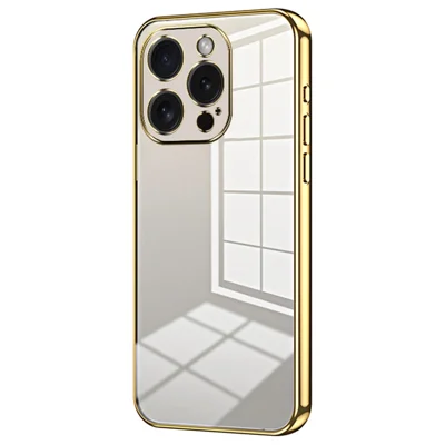 For iPhone 15 Pro TPU Case Anti-Fall Electroplating Slim Phone Cover - Gold