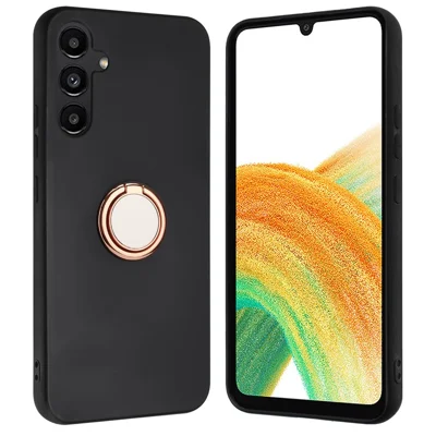 For Samsung Galaxy A35 5G Matte TPU Case Ring Holder Kickstand Phone Cover - Rose Gold