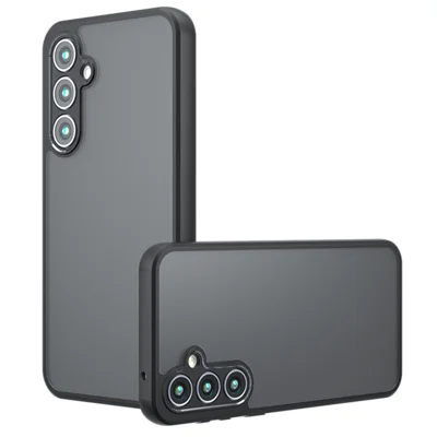 Voor Samsung Galaxy A15 4G / A15 5G Telefoonhoesje Matte TPU+PC Huidvriendelijke Cover - Transparant Zwart