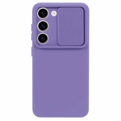 TMT Series for Samsung Galaxy S23 Case Soft TPU Phone Cover Slide Lens Lid - Purple