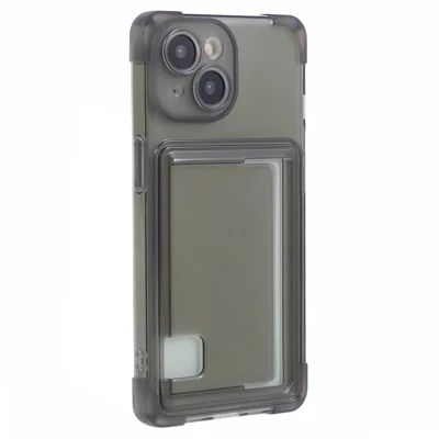 HRX Series for iPhone 13 Phone Case with Card Holder Anti-drop Cover - Transparent Black