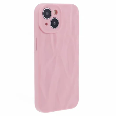 HRX Series For iPhone 15 Plus Wrinkled Uneven Case Soft TPU Drop-resistant Protective Cover - Pink
