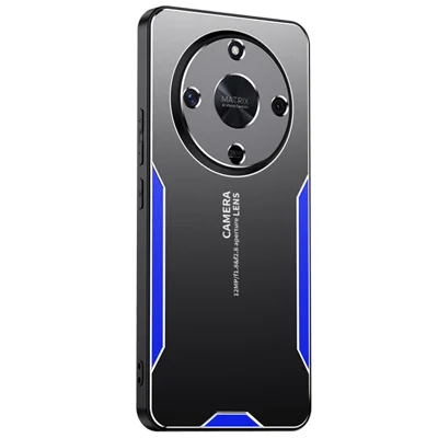 For Honor X9b 5G / Magic6 Lite 5G Cell Phone Case Matte Aluminium Alloy+TPU+PC Anti-fingerprint Back Shell - Blue