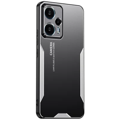 For Xiaomi Redmi Note 12T Pro 5G Phone Case Metal+TPU+PC Anti-drop Cover - Silver