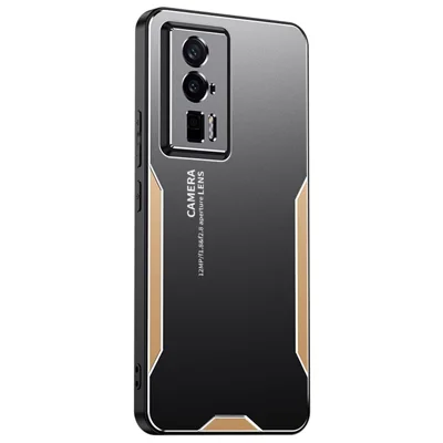 For Xiaomi Redmi K60 5G Phone Case Metal+TPU+PC Cover Camera Lens Protection - Gold