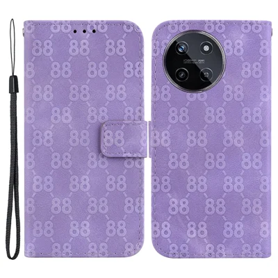 For Realme 11 4G (159.9x73.3x7.95mm) Leather Case Wallet Stand Cover Double 8-Shape - Purple