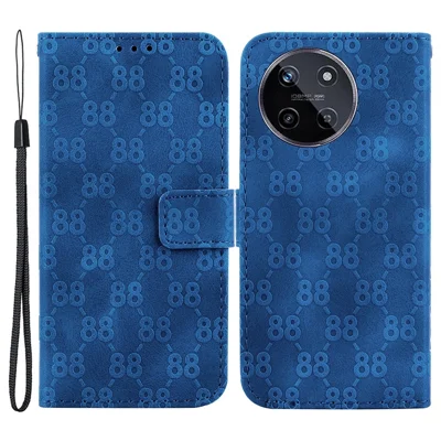 For Realme 11 4G (159.9x73.3x7.95mm) Leather Case Wallet Stand Cover Double 8-Shape - Dark Blue