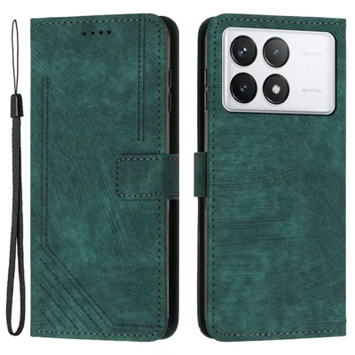 For Xiaomi Poco F6 Pro 5G / Redmi K70 5G / K70 Pro 5G Phone Case Leather Flip Wallet Cover - Green
