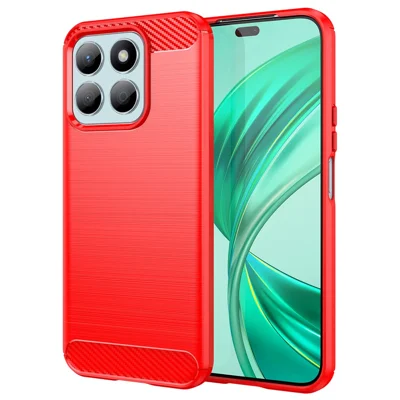 Phone Cover for Honor X8b 4G TPU Case Anti-Scratch Carbon Fiber Texture - Red