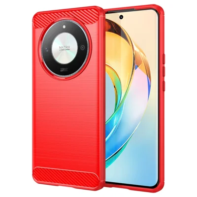 For Honor Magic6 Lite 5G / X9b 5G Carbon Fiber Texture Case Anti-Dust TPU Phone Cover - Red