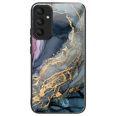 For Samsung Galaxy A35 5G Tempered Glass Back Phone Case Marble Pattern Printing - Style G