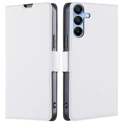 Phone Case for Samsung Galaxy A15 5G / 4G PU Leather Flip Phone Cover with Card Slots - White
