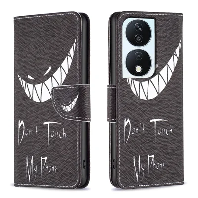 For Honor X7b 4G / 90 Smart PU Leather Magnetic Flip Cover Pattern Wallet Phone Case - Don't Touch My Phone