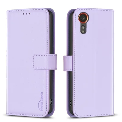 BINFEN COLOR BF17 For Samsung Galaxy Xcover7 Flip Leather Case Wallet Phone Cover - Purple
