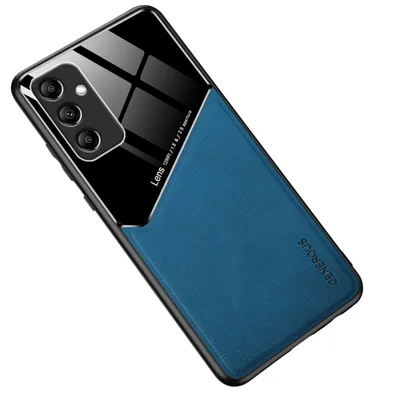 Achterklep voor Samsung Galaxy A55 5G Magnetische Autohouder PU+TPU+PC Hoesje voor Mobiele Telefoon - Blauw