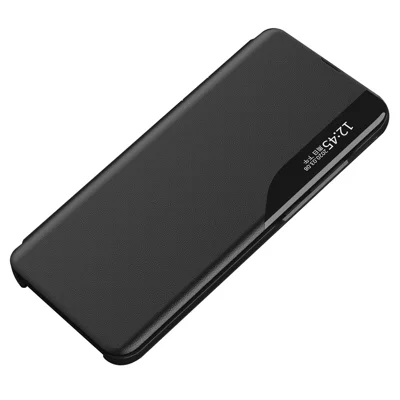 For Samsung Galaxy A13 4G Case View Window PU Leather Stand Cover - Black