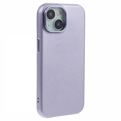 Voor iPhone 14 / 13 Hoesje Compatibel met MagSafe Leer+PC Stootvaste Telefoonhoes - Paars