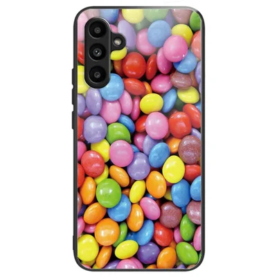 For Samsung Galaxy A55 5G Tempered Glass Case TPU Frame Pattern Protective Phone Cover - Rainbow Candy