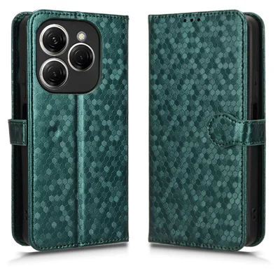 For TECNO Spark 20 Pro Cell Phone Case PU Leather Imprinted Wallet Shockproof Stand Cover - Green
