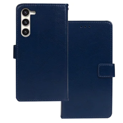 IDEWEI For Samsung Galaxy S24+ PU Leather Phone Case Wallet Crazy Horse Texture - Blue