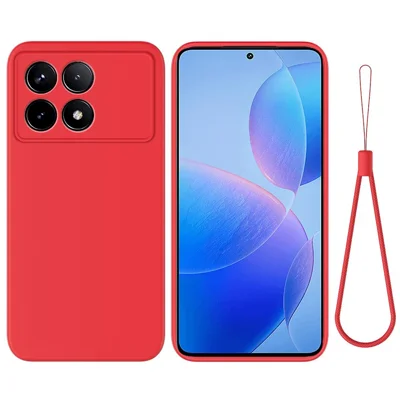 For Xiaomi Poco F6 Pro 5G / Redmi K70 5G / K70 Pro 5G Liquid Silicone Phone Case Fiber Lining Cushion Texture Cover - Red