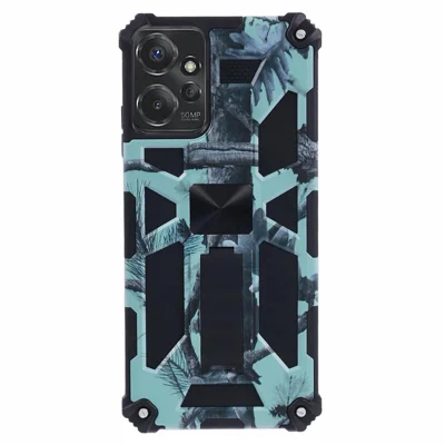 For Motorola Moto G Power (2024) Camouflage Pattern Case Shockproof Kickstand Phone Cover - Light Green