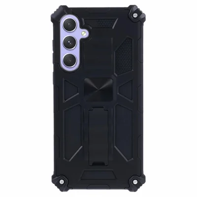 Telefoonhoesje voor Samsung Galaxy A55 5G, militair kwaliteitshoesje met standaard - Zwart