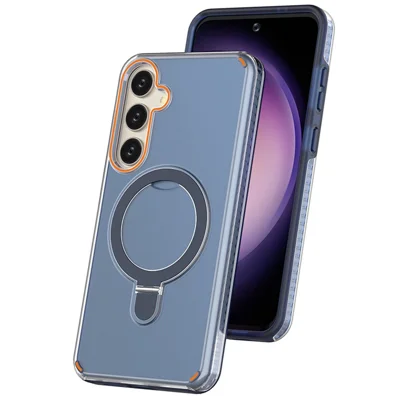 TPU+PC Phone Cover for Samsung Galaxy S25+ / S24+ Magnetic Phone Case with Kickstand - Sapphire