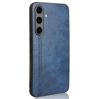 For Samsung Galaxy S24 Case Cowhide Texture Stitching Line Phone Protector - Blue